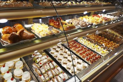 High angle view of food for sale in store