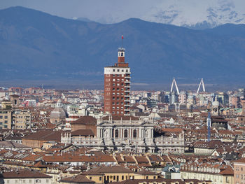 High angle view of townscape against sky