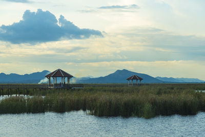 Scenic view of lake against sky