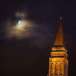 Low angle view of illuminated built structure