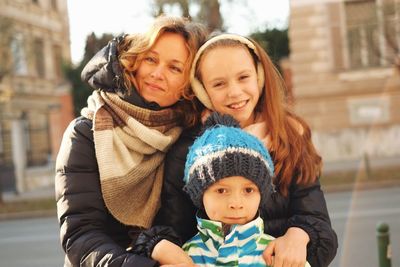 Portrait of mother and children