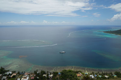 High angle view of sea against sky