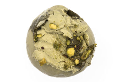 Close-up of bread against white background