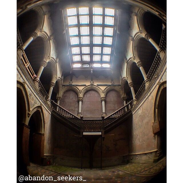 architecture, indoors, transfer print, built structure, arch, low angle view, auto post production filter, window, ceiling, interior, building exterior, building, glass - material, architectural feature, history, no people, church, day, old, skylight