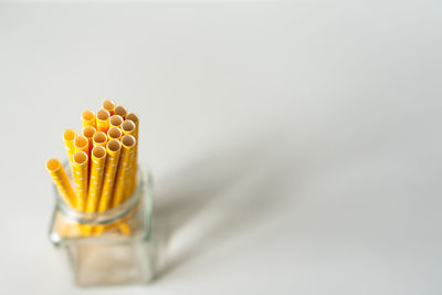 High angle view of drink on table