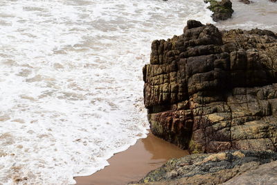 Rock formation on beach