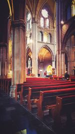 View of illuminated cathedral