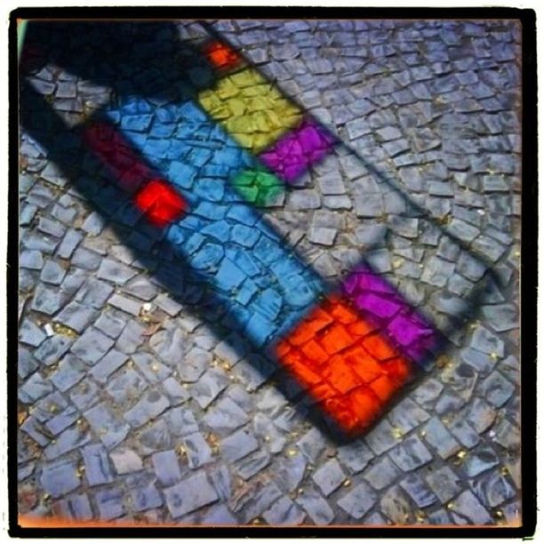 cobblestone, paving stone, transfer print, street, auto post production filter, footpath, sidewalk, pattern, high angle view, tiled floor, pavement, multi colored, tile, full frame, outdoors, day, no people, autumn, flooring, textured