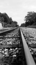Railroad track against sky