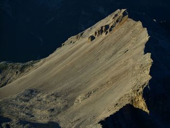 High angle view of rock formations on land