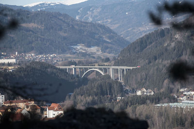 A freeway or highway bridge for vehicle traffic and transport