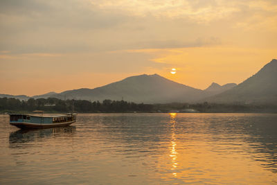 Boat on the mekong river in laos