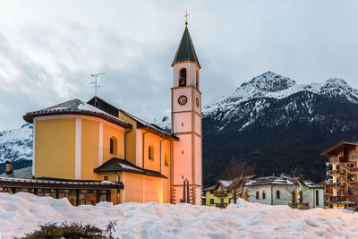 Church against sky during winter
