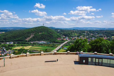 High angle view of townscape against sky