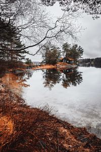 Scenic view of lake against sky