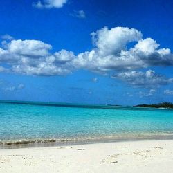 Scenic view of sea against cloudy sky