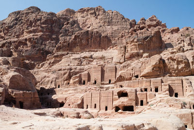 Buildings at petra carved from the mountains