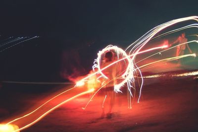 Firework display at night