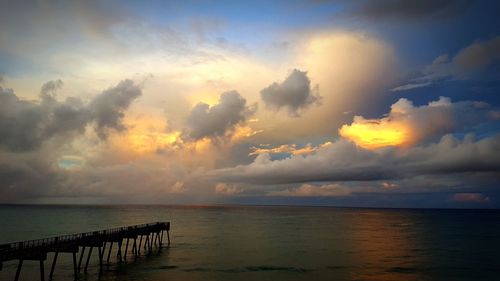 Scenic view of sea against sky at sunset