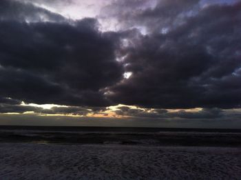 Scenic view of sea against cloudy sky