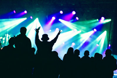 Group of silhouette people at music concert