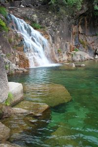 Scenic view of waterfall