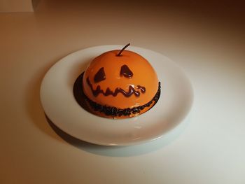 Close-up of pumpkin on plate