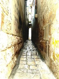 Narrow alley along buildings