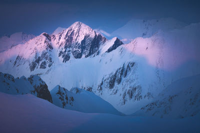 Wintertime at altitude in the carpathian mountains.