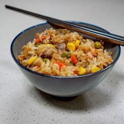 Close-up of food in bowl on table