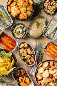 High angle view of food on table