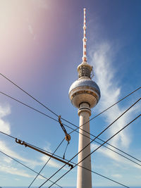 Low angle view of communications tower