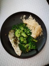 High angle view of meal served in bowl