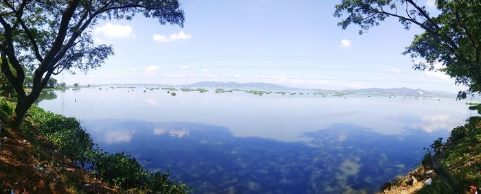 Scenic view of lake against sky