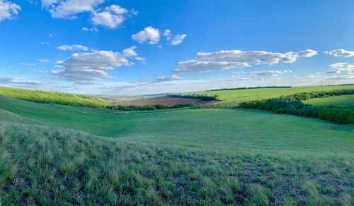 Scenic view of land against sky