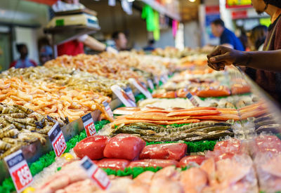 Close-up of seafood for sale