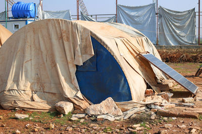 Tent on field