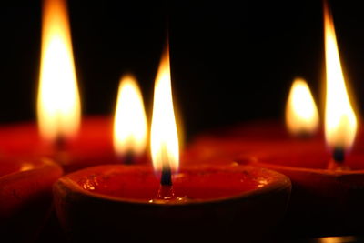 Close-up of illuminated candles