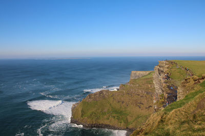 Scenic view of sea against clear sky