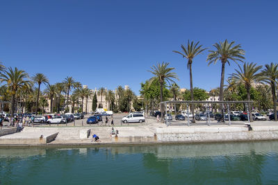 Boats in swimming pool