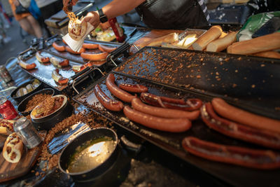 Vendor selling food at market