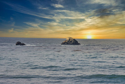 Scenic view of sea against sky during sunset