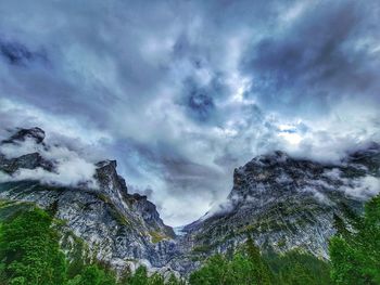 Low angle view of mountain against sky