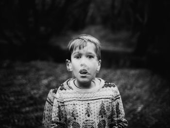 Multiple image of cute boy standing on land