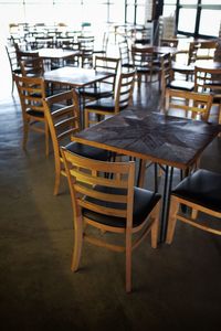 Empty chairs and table