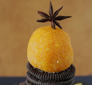 Close-up of orange on table