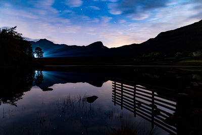 A cloudy night shot of blea tarn in the english lake district 