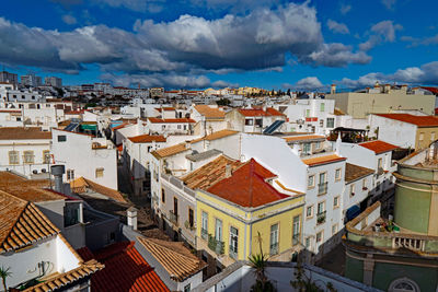 High angle view of townscape against sky