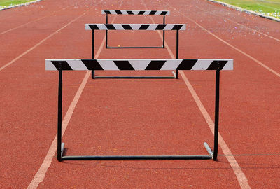 Hurdles on running track