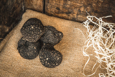 High angle view of food on table